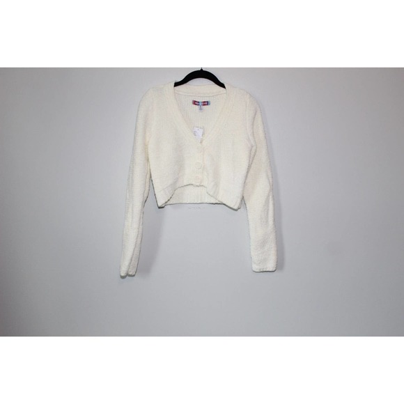 NWT Urban Outfitters Dina Crop Cardigan Ivory Chenille Size Medium H14089 - Picture 4 of 16